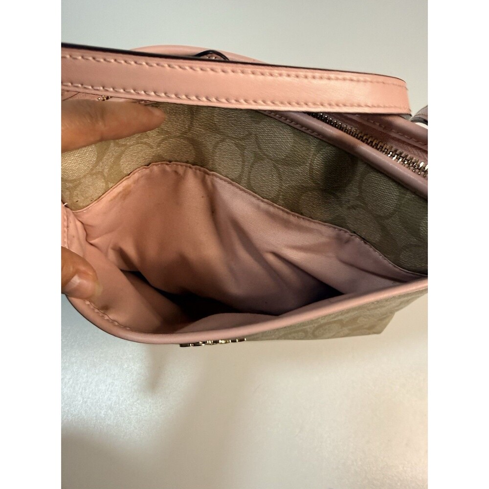 Coach Beige Signature Crossbody with Pink Trim - Picture 15 of 16